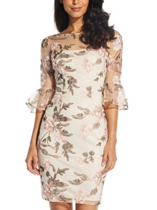 Adrianna Papell Dresses & Skirts - Adrianna Papell Floral Embroidered Sheath Dress Size 10